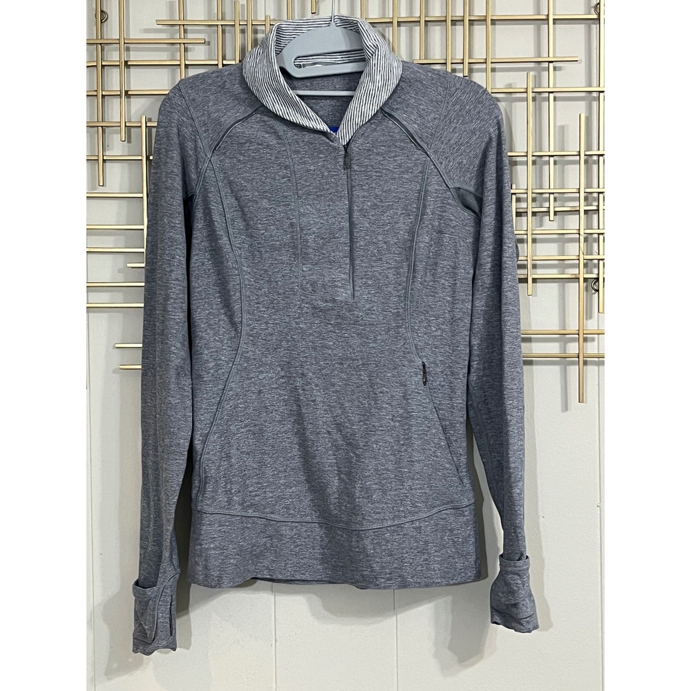 Lululemon Half Zip Pullover Jacket Thumbholes Athletic Gray‎ Size 6